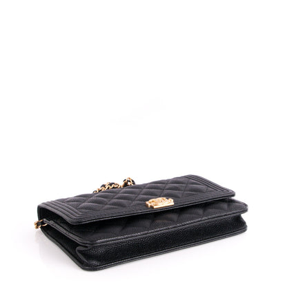 Chanel Caviar Quilted Boy Wallet On Chain WOC Black 4 of 8