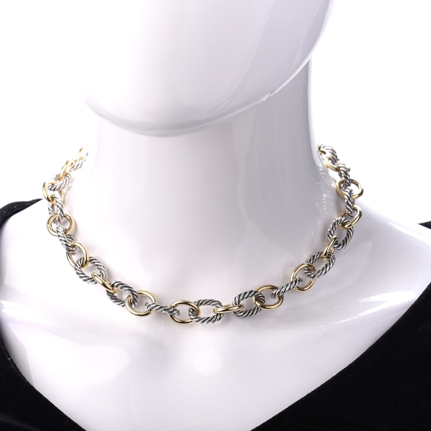 Sterling Silver 18K Yellow Gold 12mm Large Oval Link Necklace