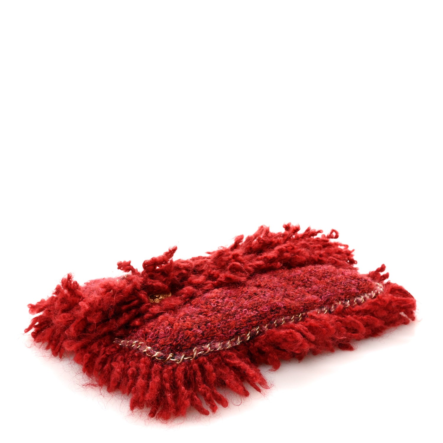 Chanel Tweed Quilted Fringe Clutch Red 4 of 7