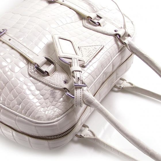 Prada Crocodile Frame Bowler White 6 of 13