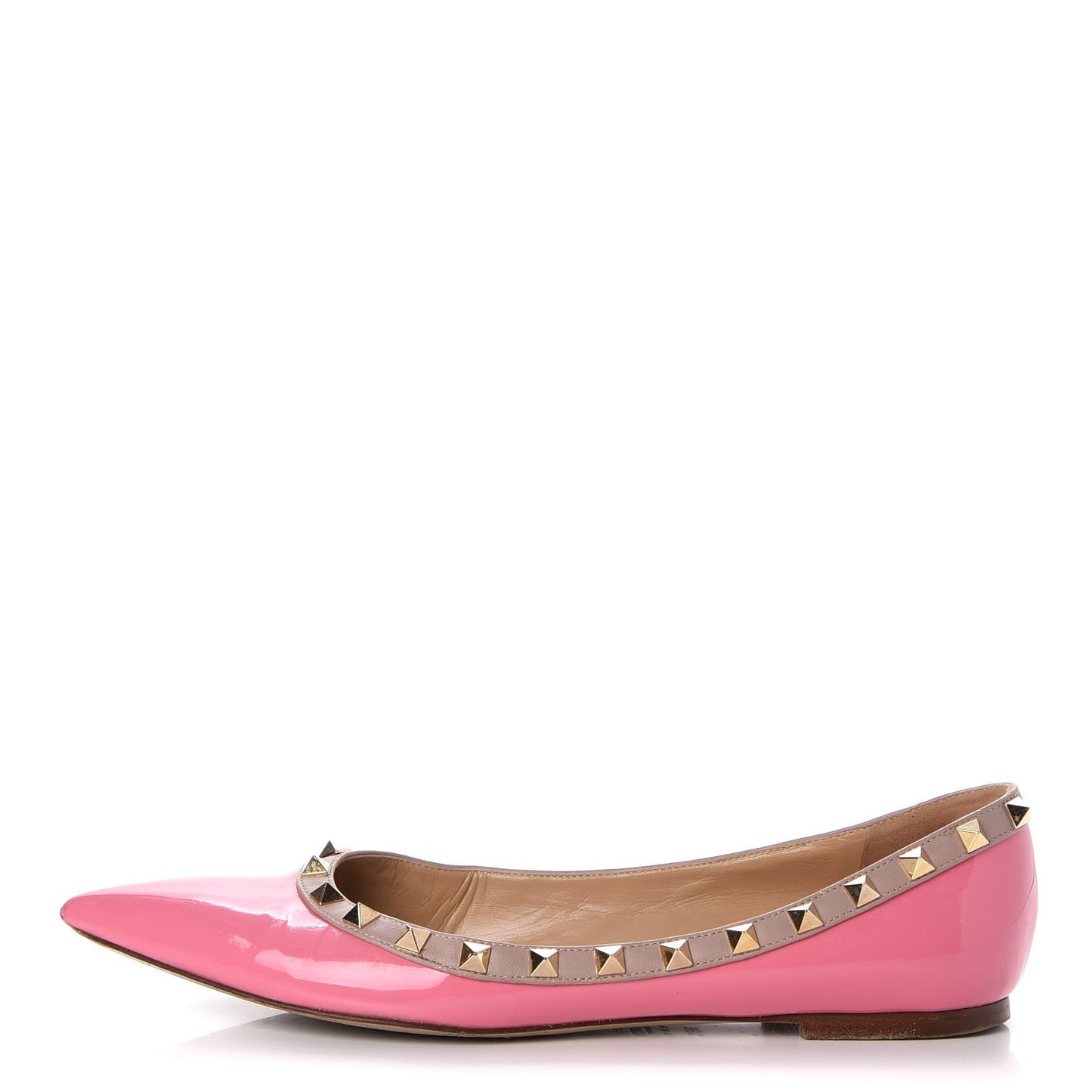 Patent Nappa Rockstud Ballerina Flats 39.5 Ninphea Poudre