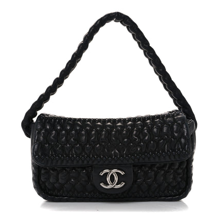 Chanel Lambskin Crochet Embroidered Shoulder Bag Black 1 of 10