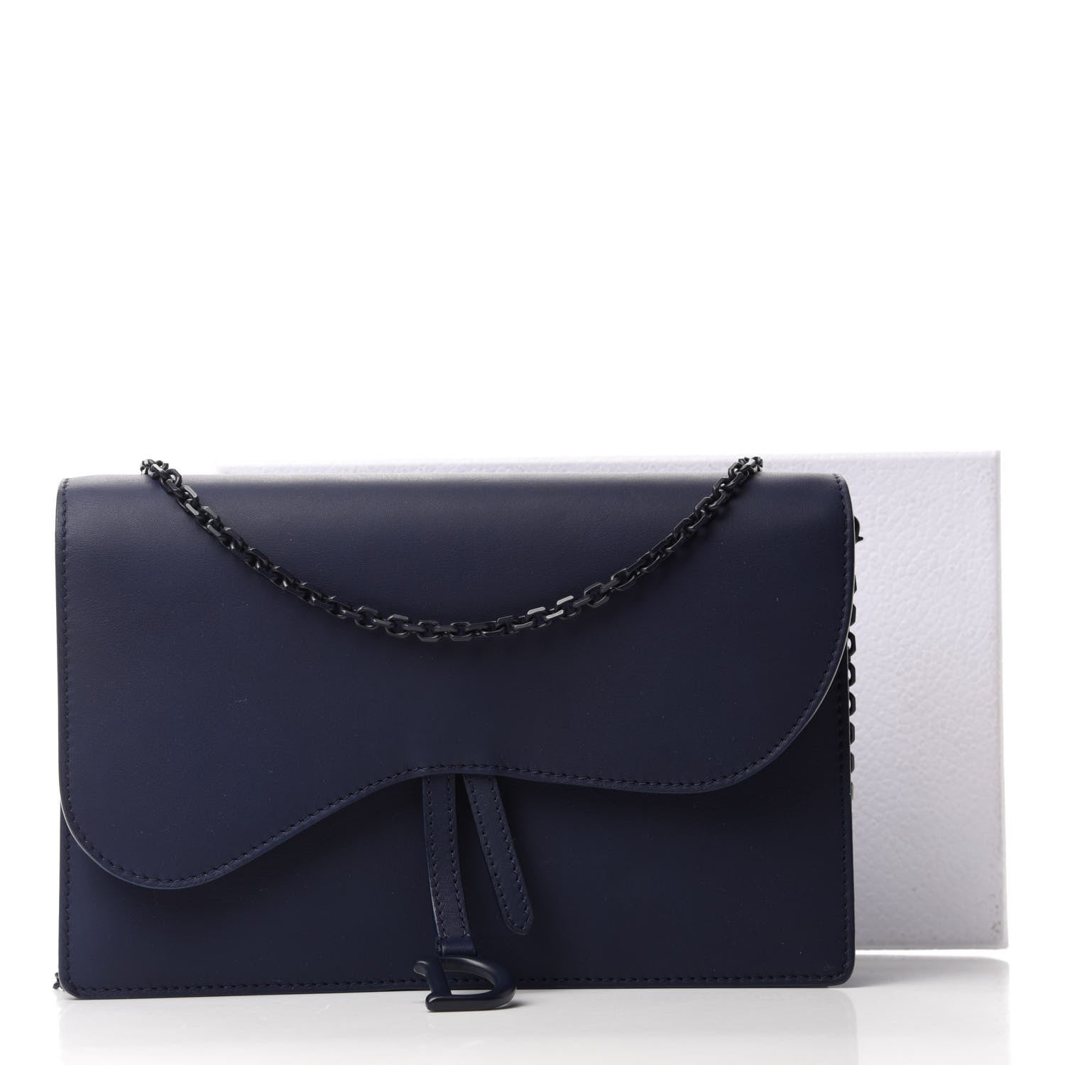 Christian Dior Ultra Matte Saddle Chain Pouch Blue 10 of 10