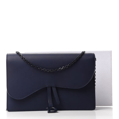 Christian Dior Ultra Matte Saddle Chain Pouch Blue 10 of 10