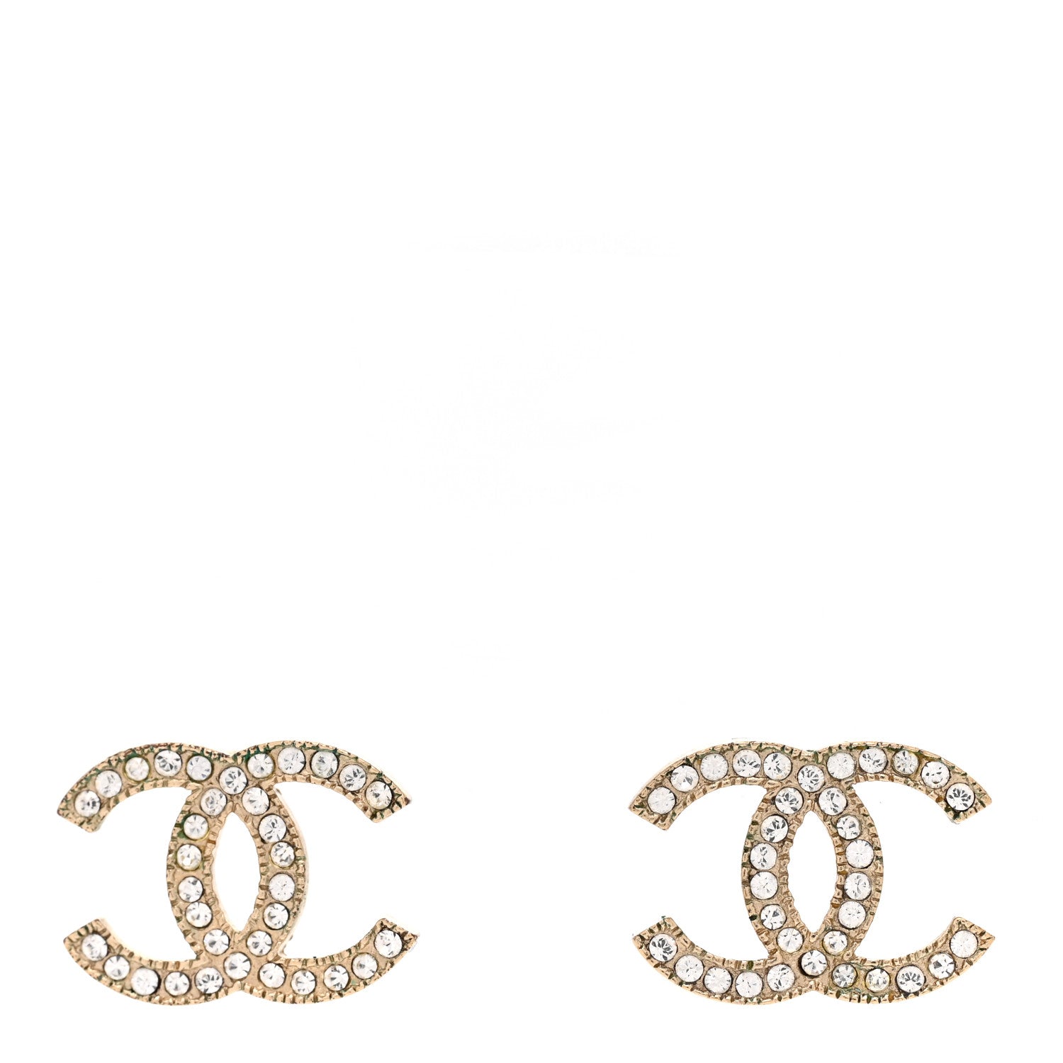 Chanel Crystal CC Earrings Gold 1 of 3