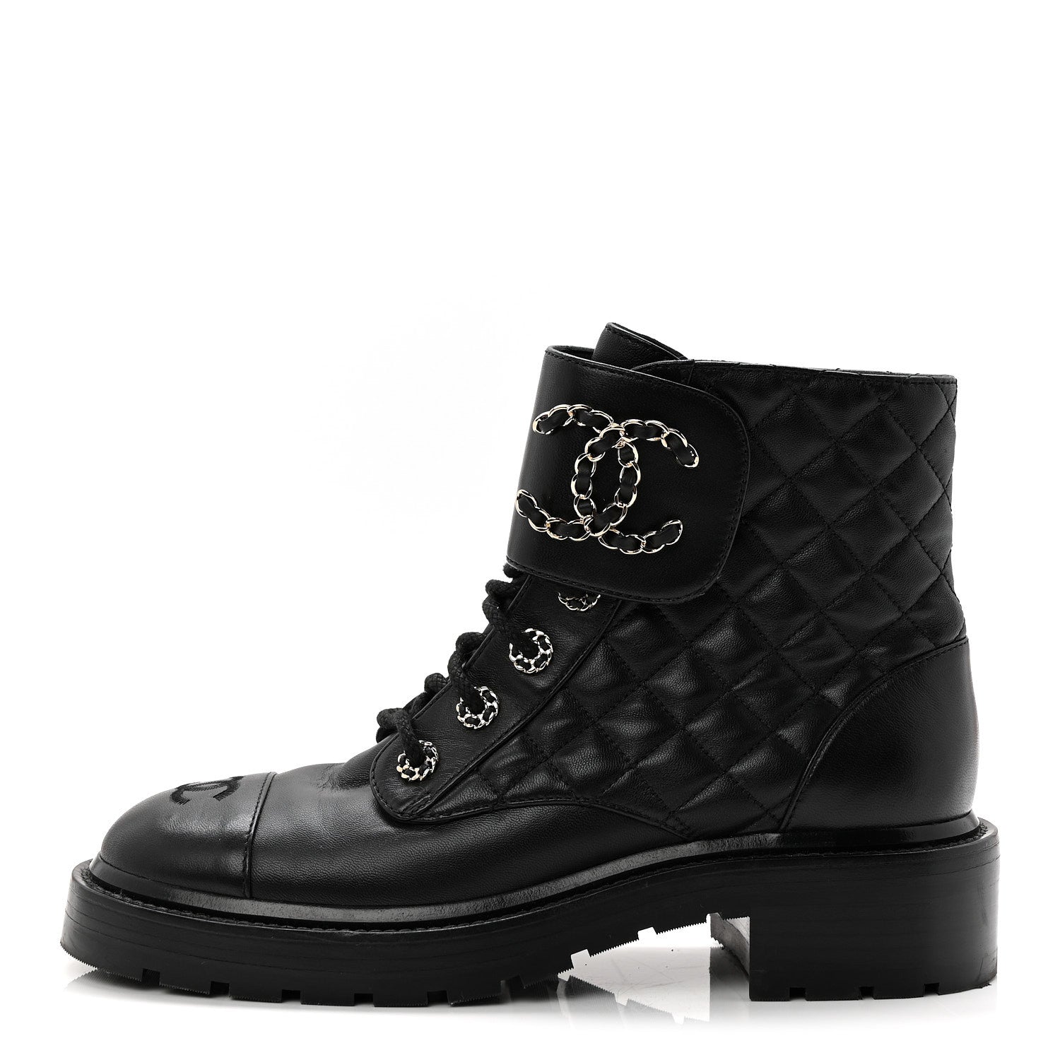 Chanel Calfskin Cap Toe CC Riding Boots 39 Black 3 of 25