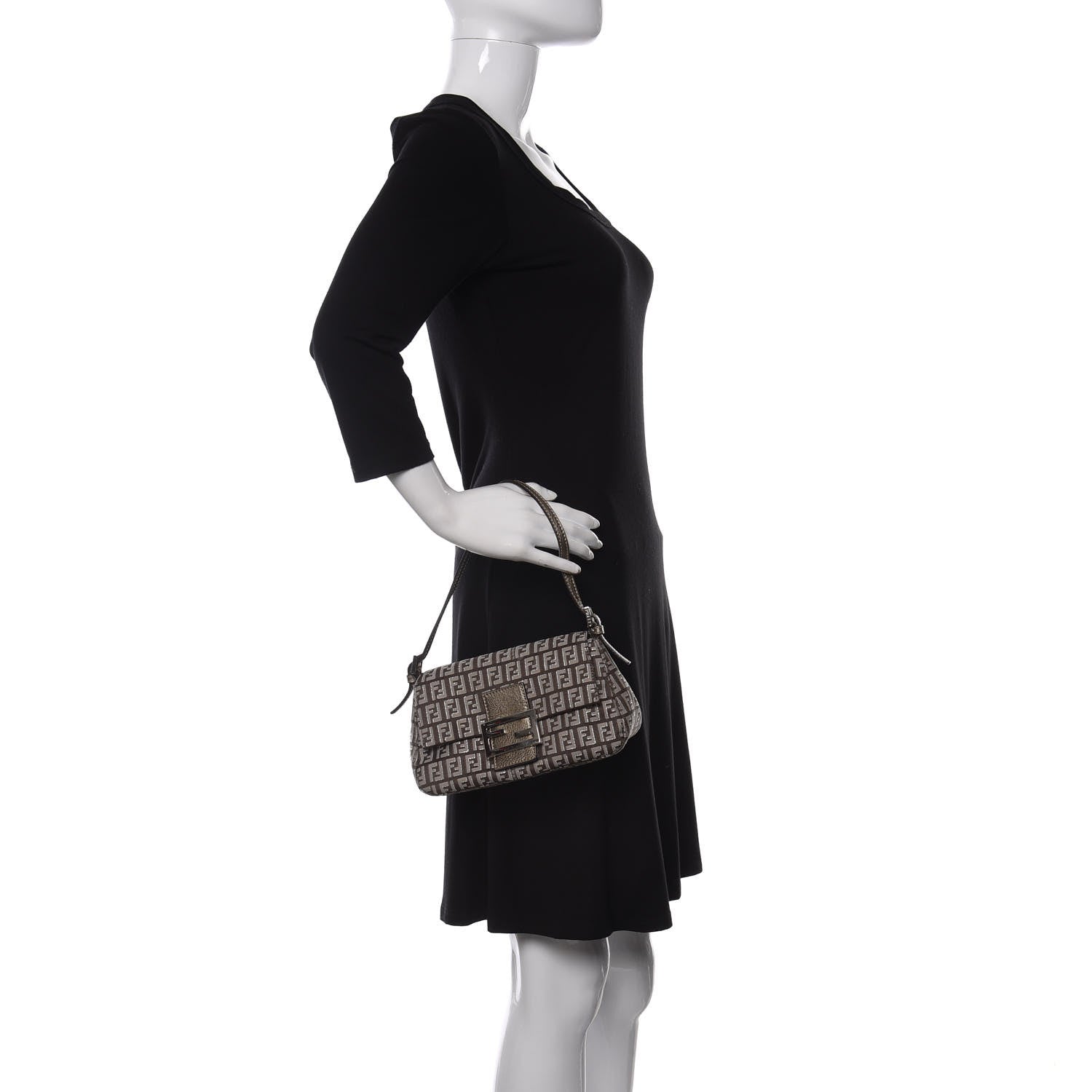 Fendi Zucchino Vachetta Mini Mama Baguette Caffe Argilla Canna di Fucile 2 of 10