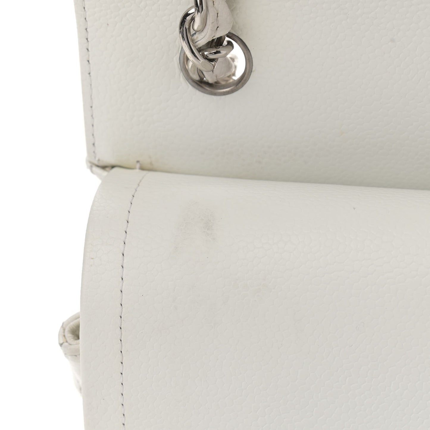 Caviar Quilted Jumbo Double Flap White