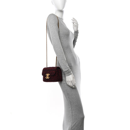 Chanel Tweed Quilted Mini Maxi CC Flap Burgundy Black 2 of 10