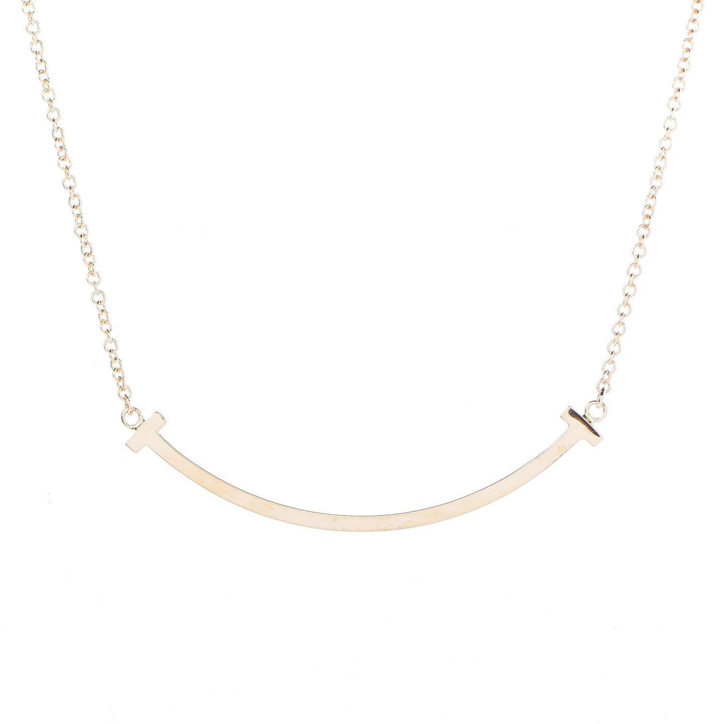 18K Yellow Gold Small T Smile Pendant Necklace