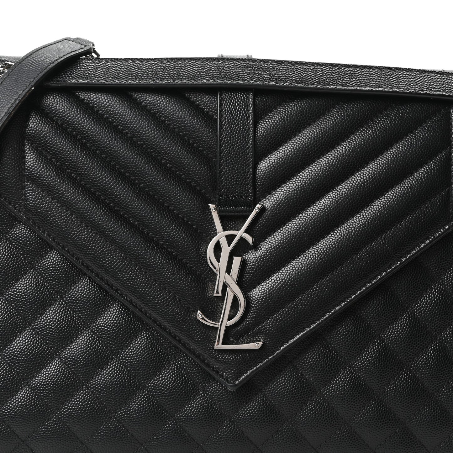 Grain De Poudre Textured Mixed Matelasse Large Triquilt Monogram Satchel Black