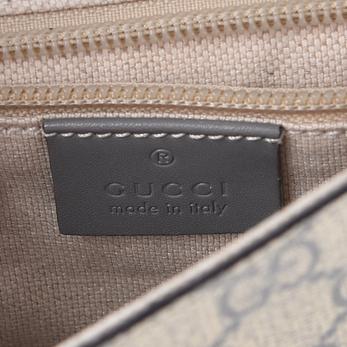 GG Supreme Monogram Selleria Calfskin Small Satchel Messenger Bag Ecru Grigio