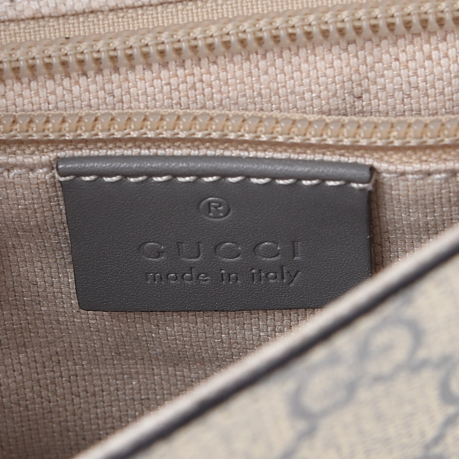 Gucci GG Supreme Monogram Selleria Calfskin Small Satchel Messenger Bag Ecru Grigio 6 of 12