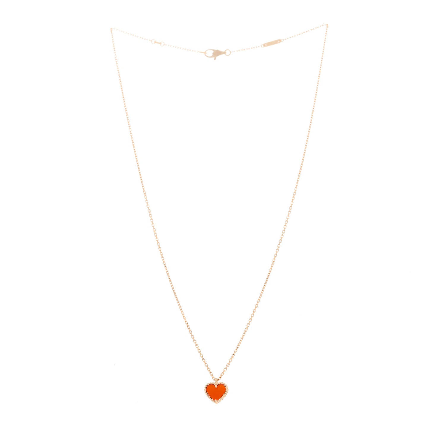 18k Rose Gold Carnelian Sweet Alhambra Heart Pendant Necklace
