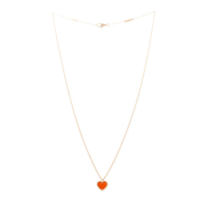 Van Cleef & Arpels 18k Rose Gold Carnelian Sweet Alhambra Heart Pendant Necklace 3 of 5
