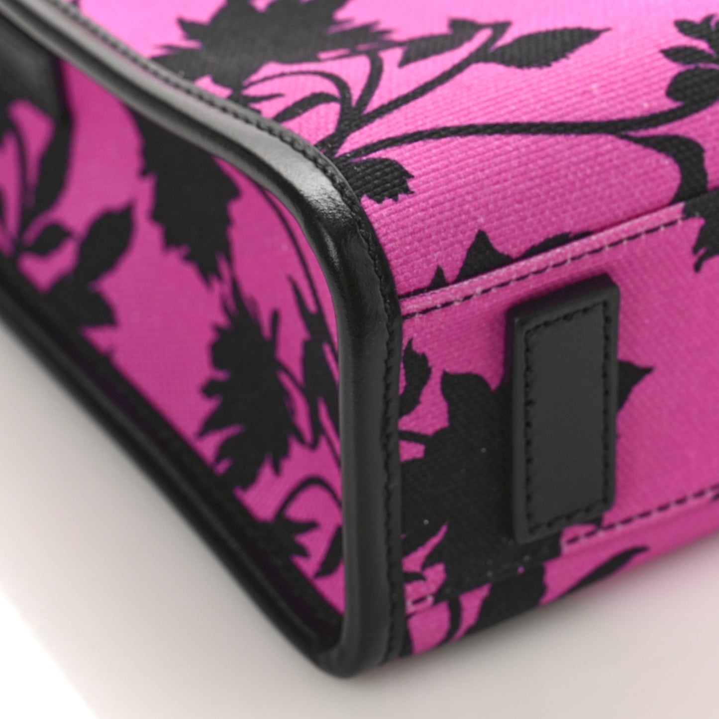Calfskin Cotton Floral Printed La Medusa Mini Book Tote Black Water Lily
