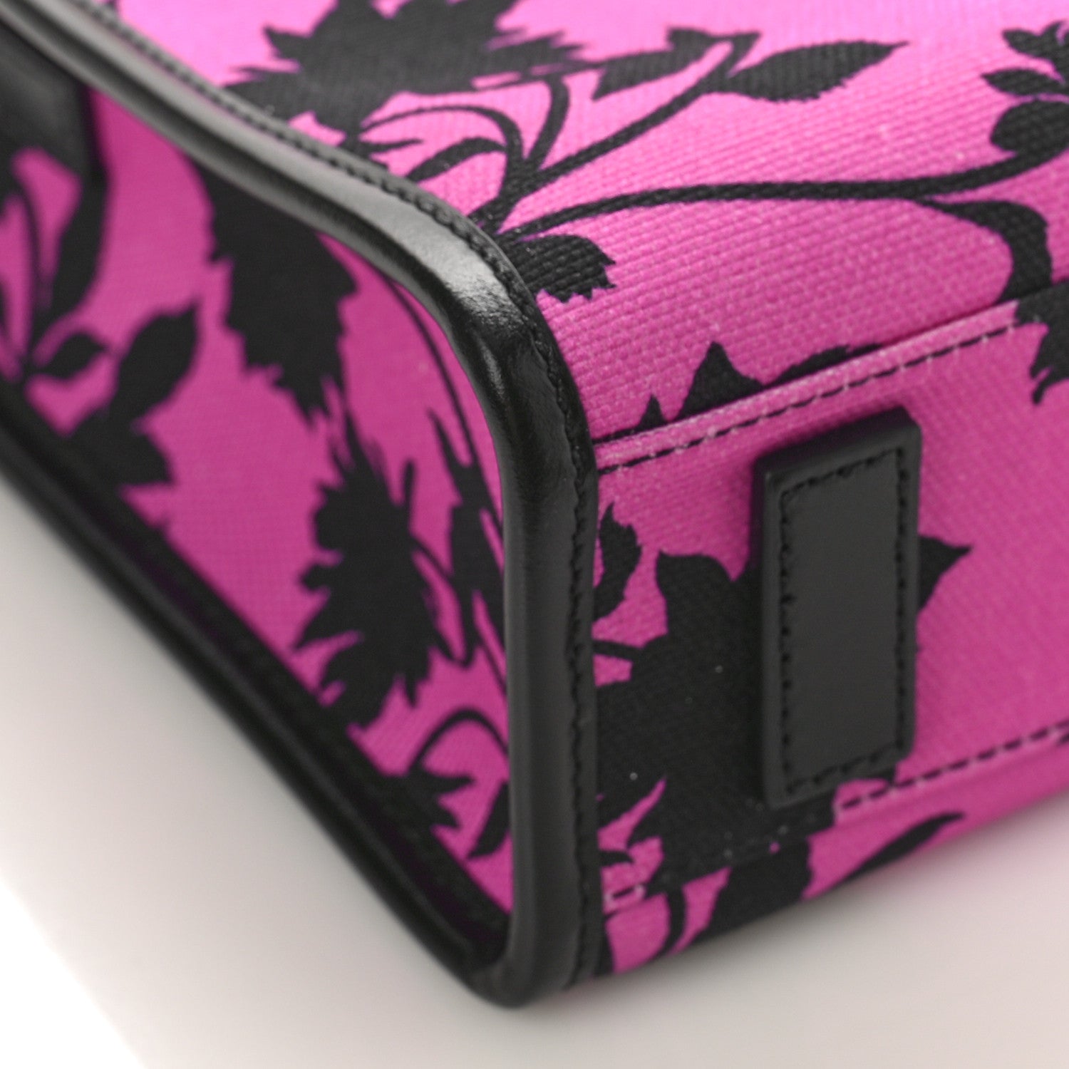 Versace Calfskin Cotton Floral Printed La Medusa Mini Book Tote Black Water Lily 7 of 8