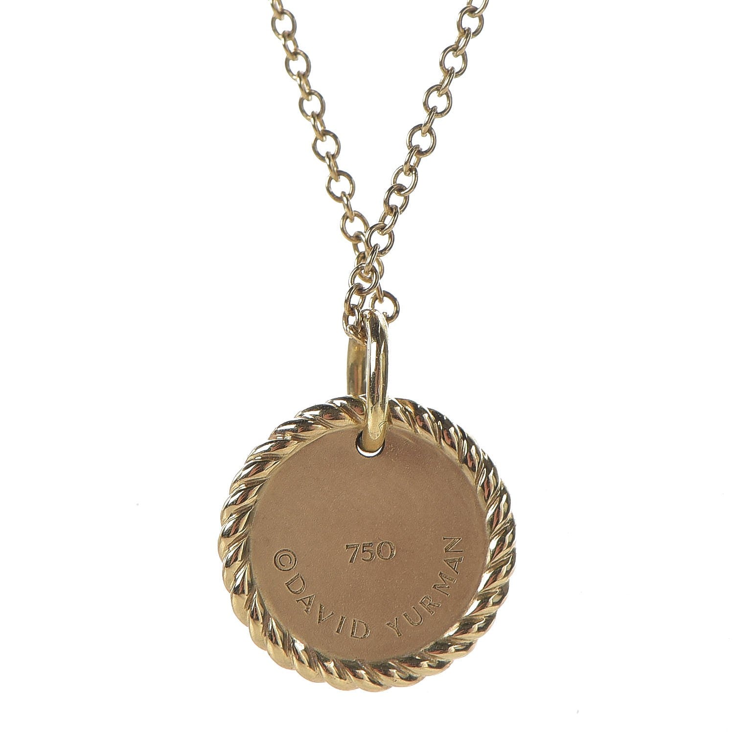 David Yurman 18K Yellow Gold Diamond Cable Collectibles Pave Charm Pendant Necklace 5 of 7