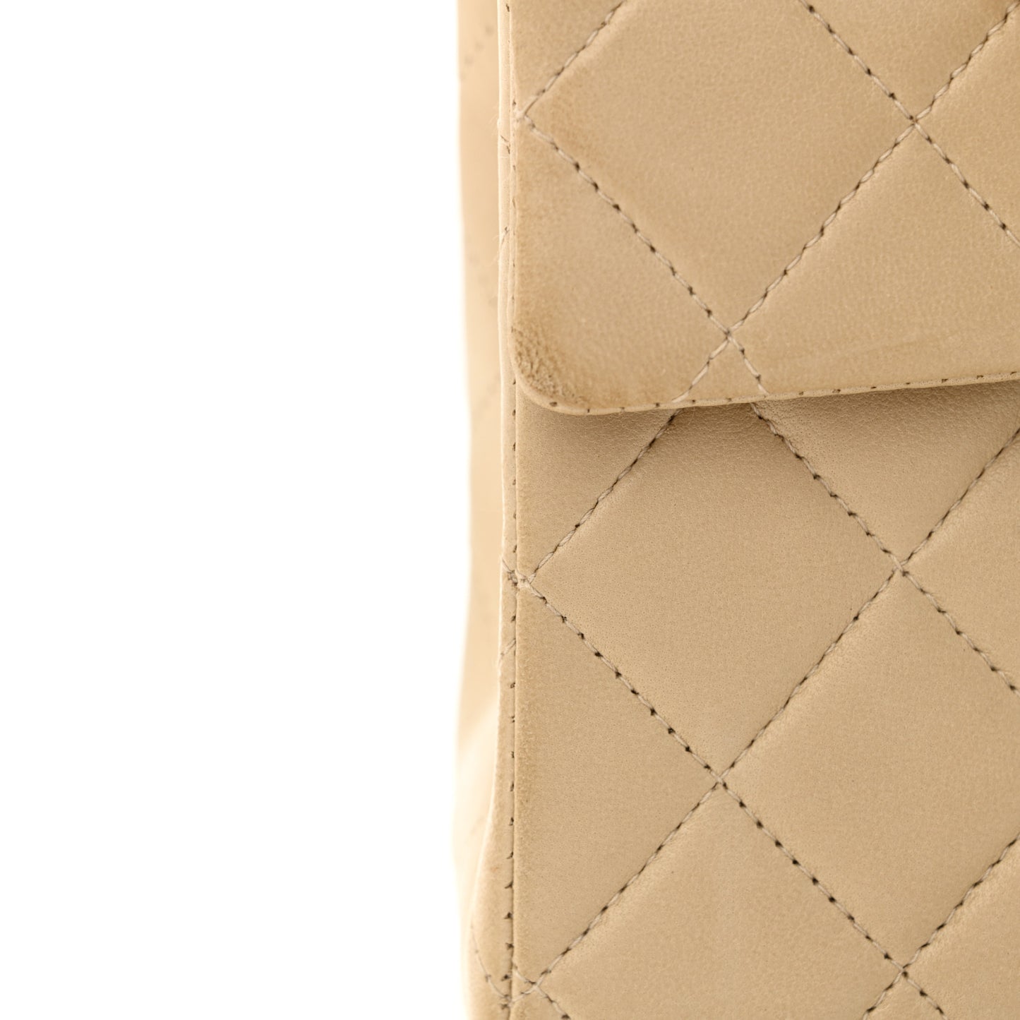 Lambskin Quilted Mini Square Flap Beige