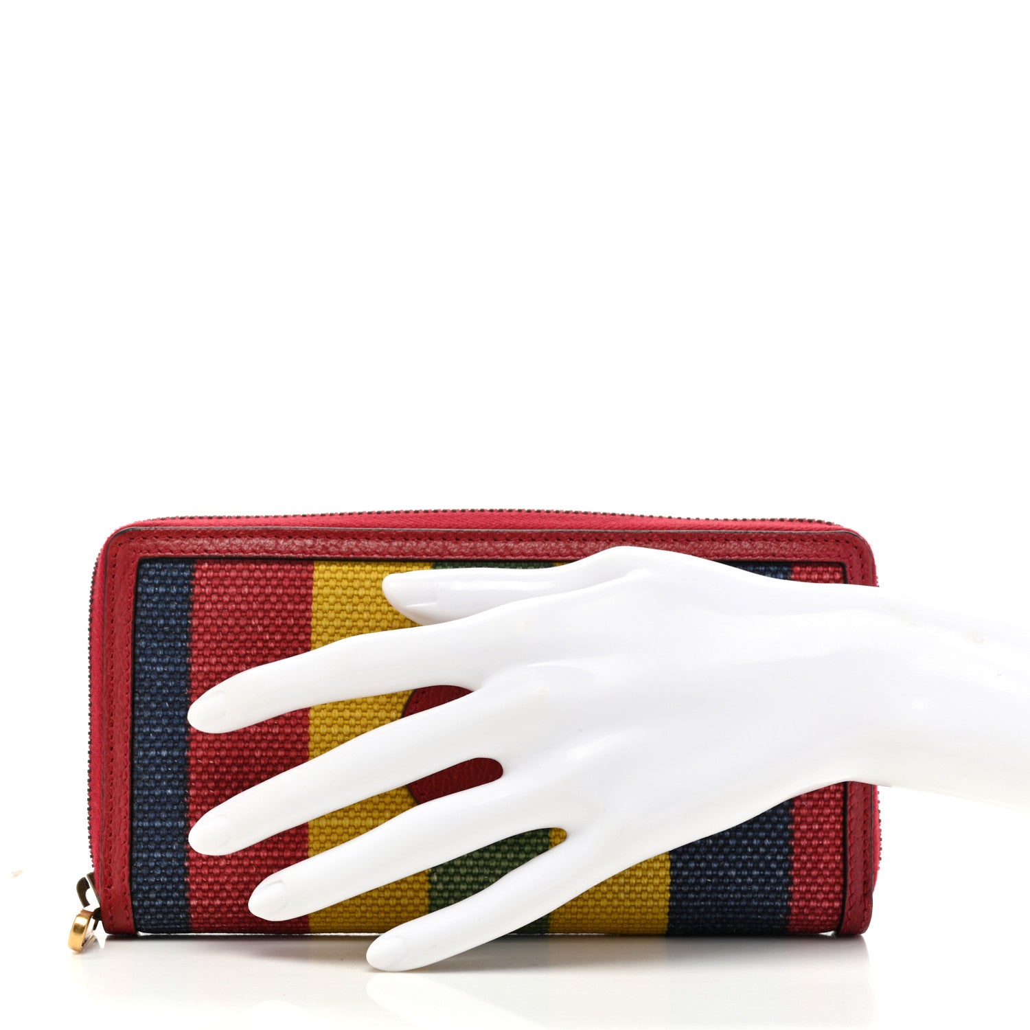 Gucci Canvas Marley Stripe Script Logo Gucci 100 Zip Around Wallet Multicolor 2 of 7