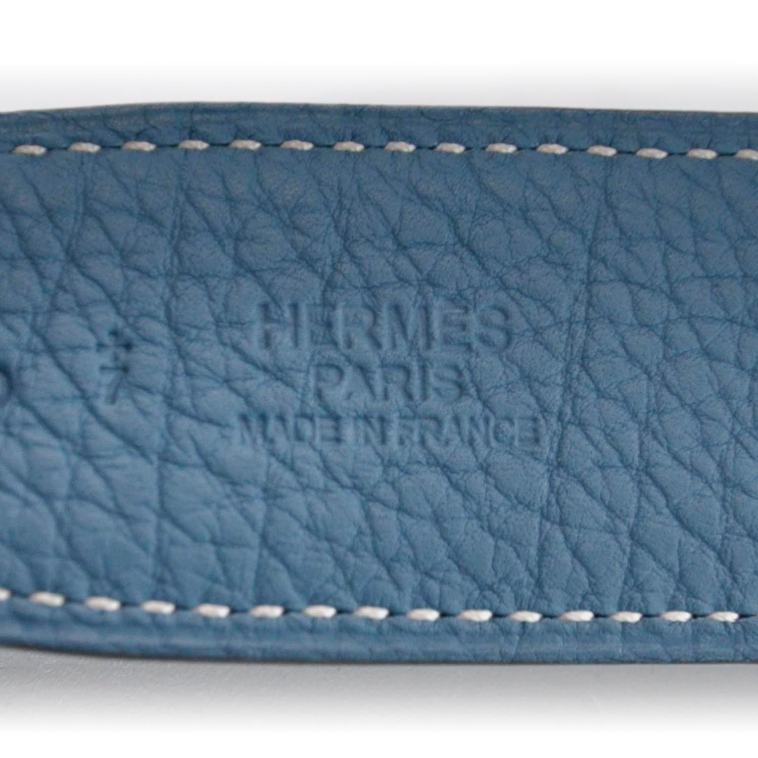 Hermes Reversible Belt Strap 80 Blue Jean and Black 5 of 6