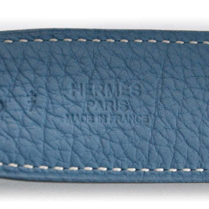 Hermes Reversible Belt Strap 80 Blue Jean and Black 5 of 6