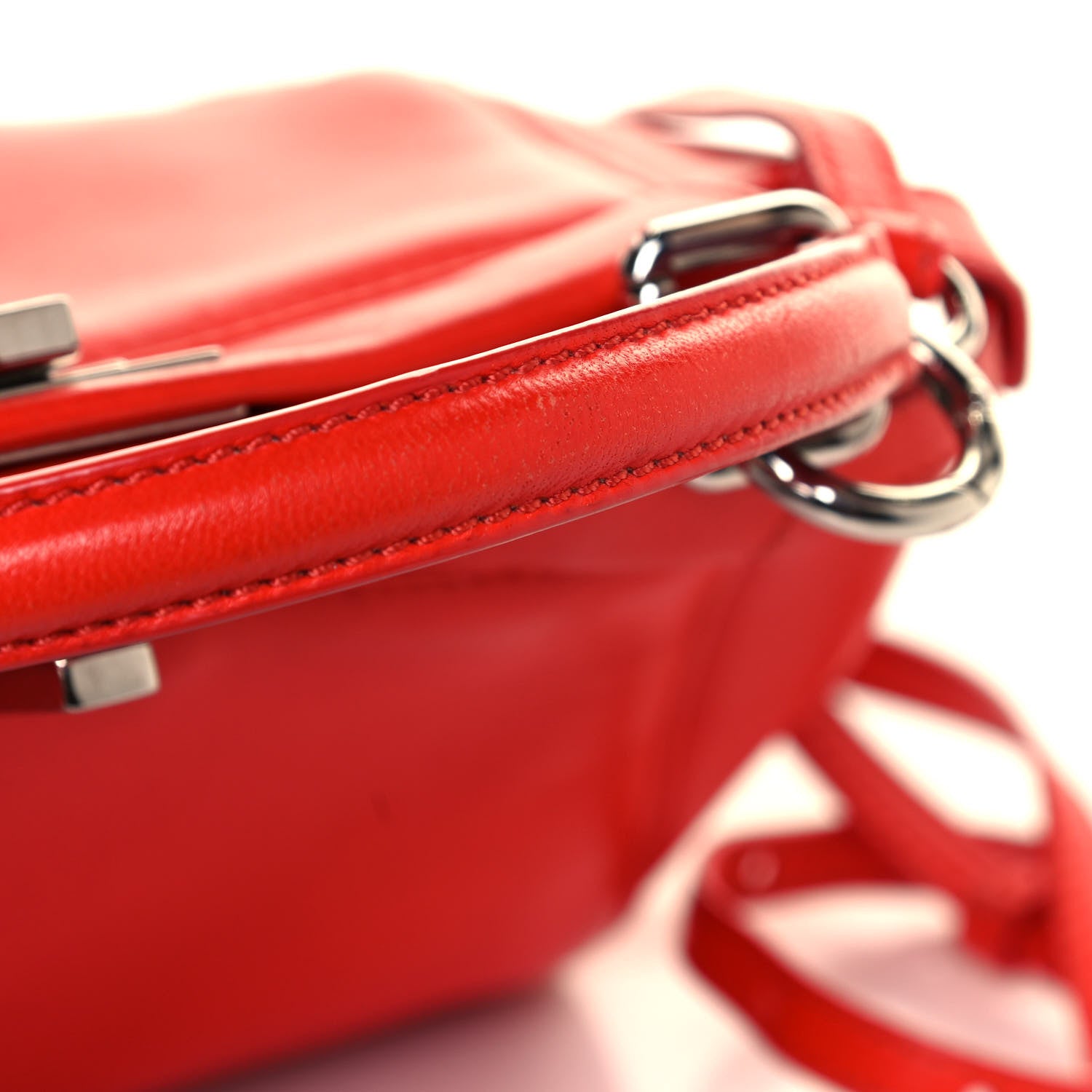 Fendi Nappa Mini Peekaboo Iconic Satchel Papavero 12 of 12