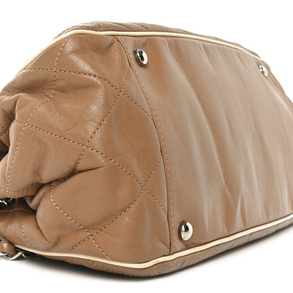 Chanel Lambskin Quilted East West Accordion Flap Dark Beige 9 of 10