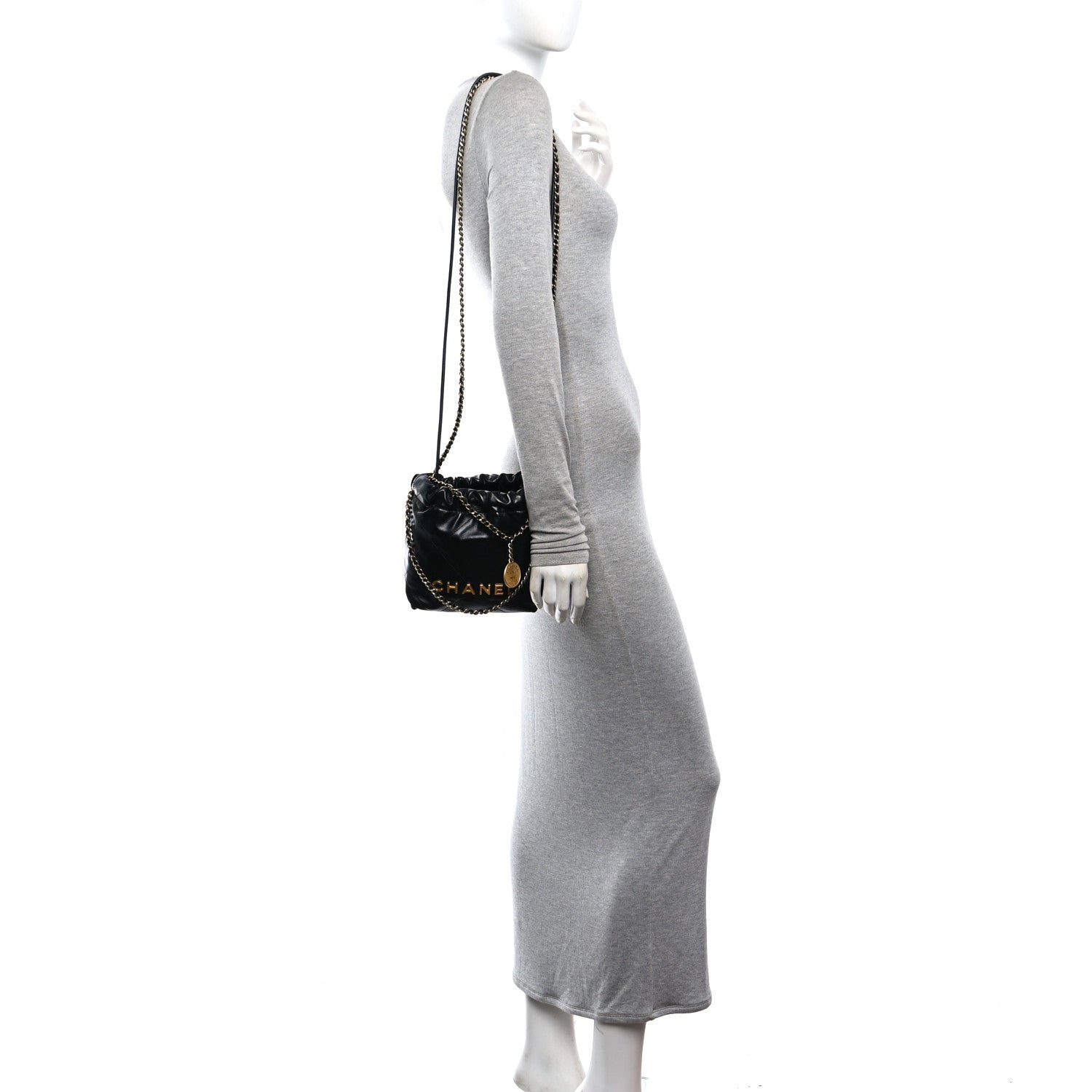 Chanel Shiny Calfskin Quilted Mini Chanel 22 Black 2 of 11
