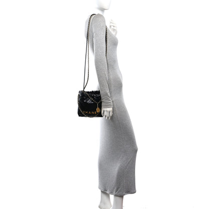 Chanel Shiny Calfskin Quilted Mini Chanel 22 Black 2 of 11