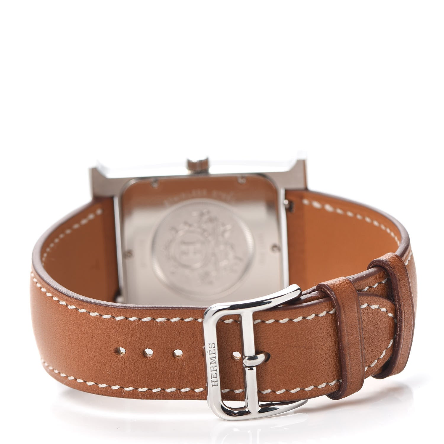 Hermes Stainless Steel Barenia 30.5mm Heure H Hour Quartz Watch Fauve 3 of 5