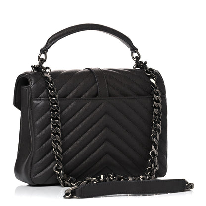 Saint Laurent Sheepskin Matelasse Chevron Monogram Medium College Bag Asphalt 3 of 14