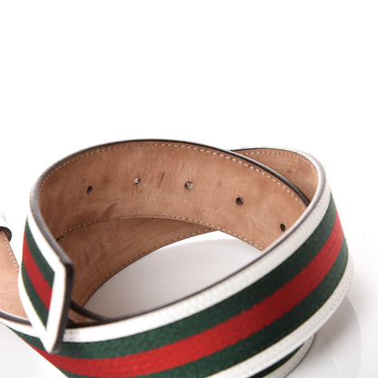 Gucci Calfskin Web Interlocking G Belt 80 32 White 5 of 7