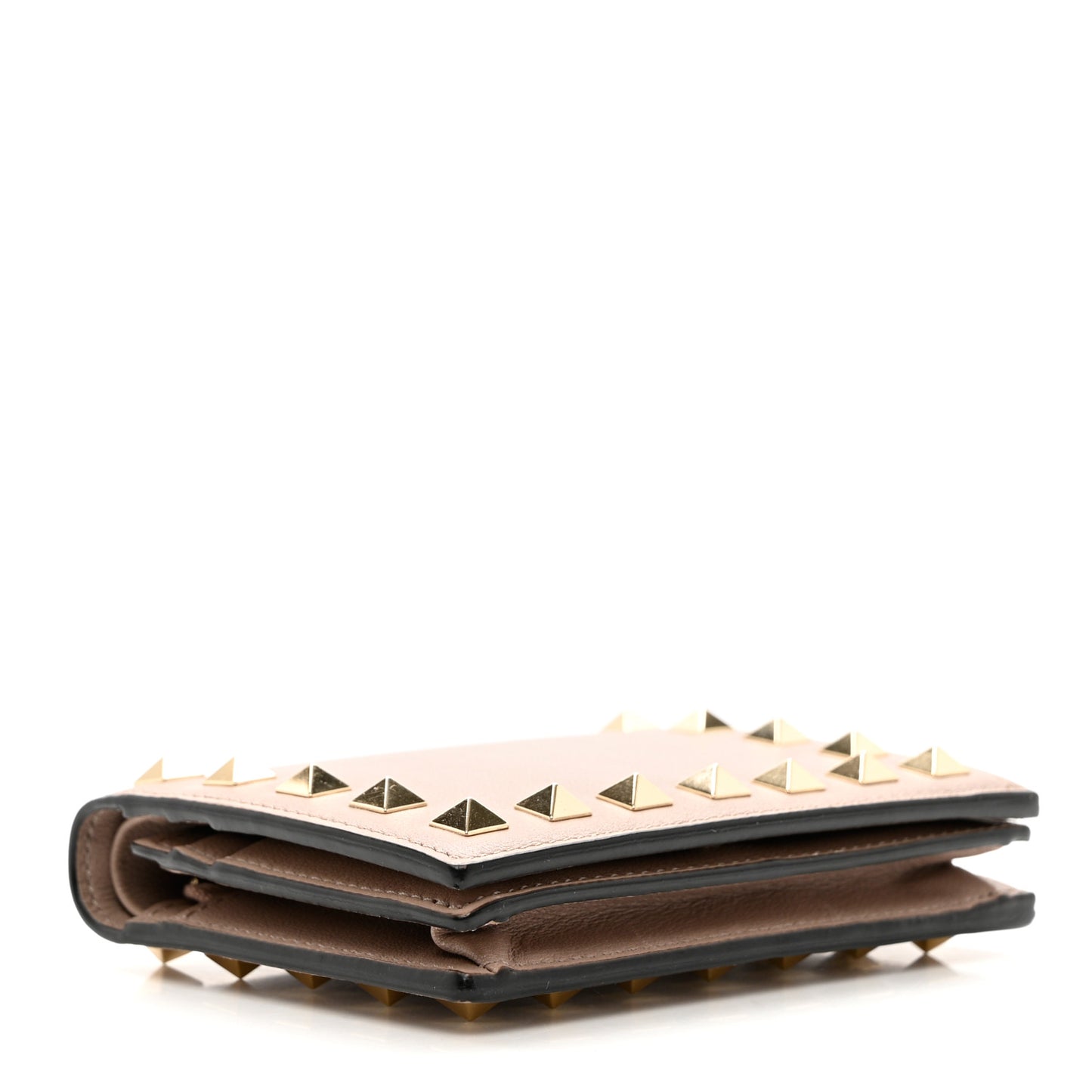 Calfskin Rockstud French Flap Wallet Poudre