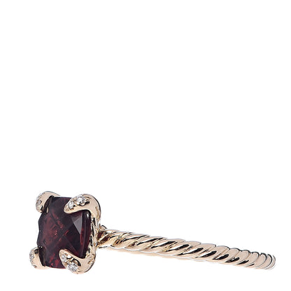 David Yurman 18K Yellow Gold Diamond Garnet 7mm Chatelaine Ring 54 7 3 of 6