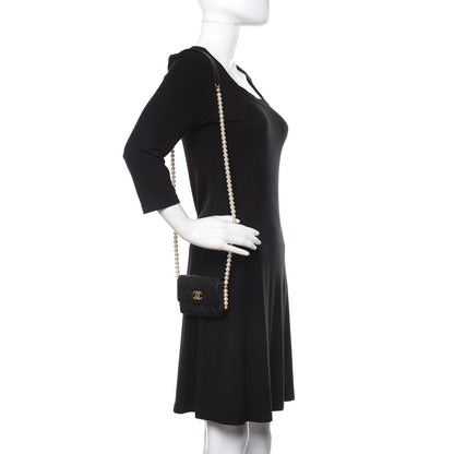 Chanel Calfskin Quilted About Pearls Card Holder Flap With Chain Black 2 of 13