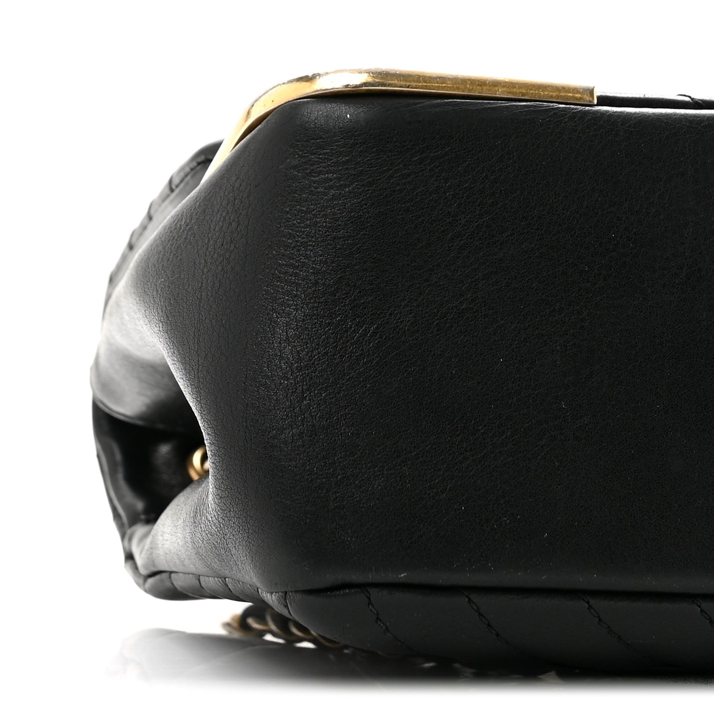 Calfskin Chevron Quilted Mini Rock The Corner Flap Black