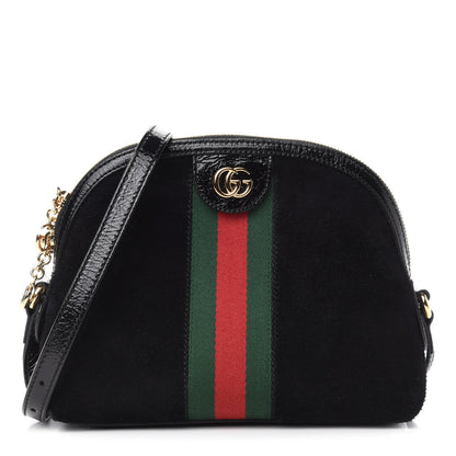 Gucci Suede Patent Web GG Small Ophidia Dome Shoulder Bag Black 1 of 11