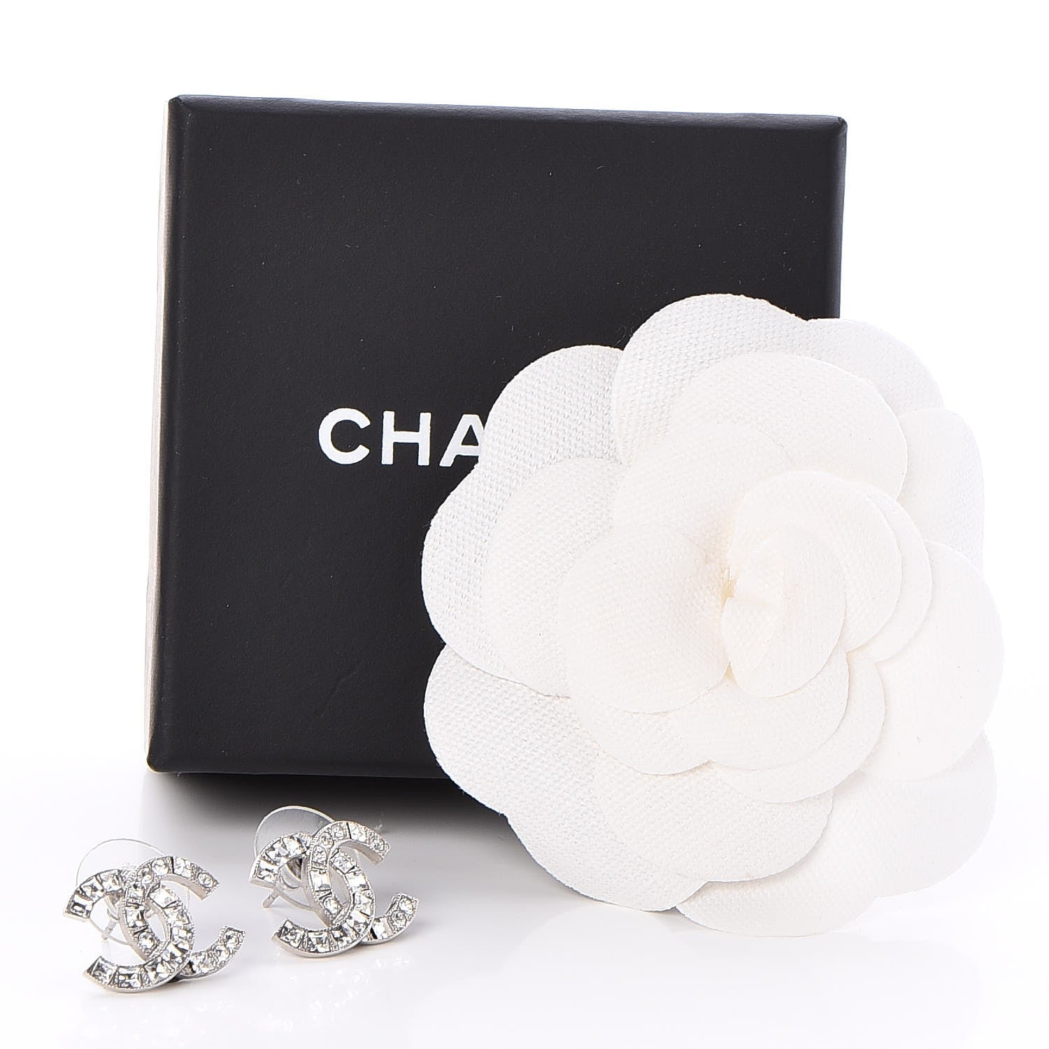 Chanel Crystal CC Earrings Silver 5 of 5