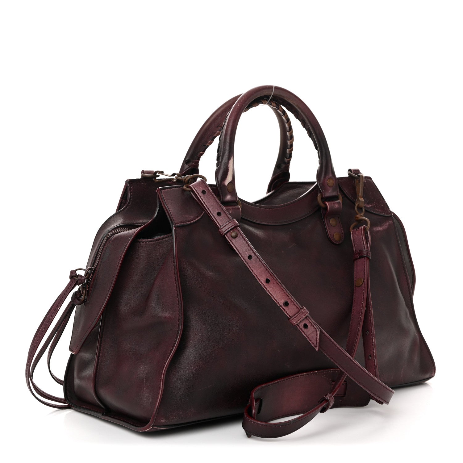Balenciaga Used Calfskin Rust Hardware Neo Classic City Burgundy 3 of 15