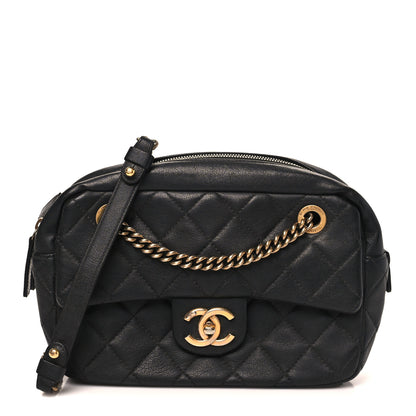 Chanel Sheepskin Quilted Trapezio Camera Case Black 1 of 10