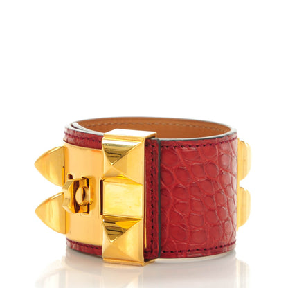 Hermes Matte Alligator Collier De Chien CDC Bracelet S Rouge H 3 of 7