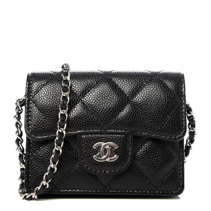 Chanel Caviar Quilted Flap Card Holder On Chain Black 1 of 8