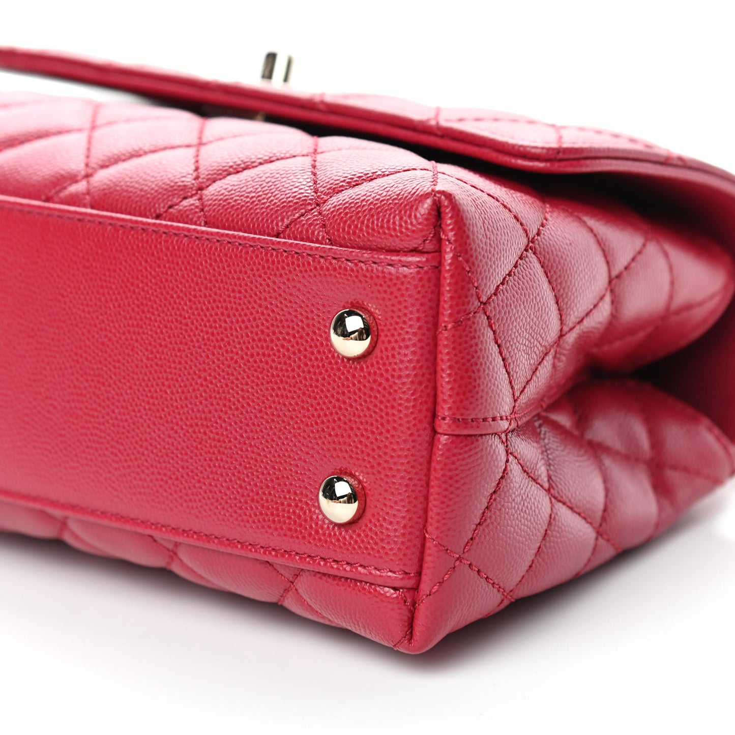 Caviar Quilted Mini Coco Handle Flap Dark Pink