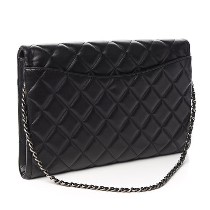 Chanel Lambskin Quilted Clutch With Chain Flap Black 3 of 13