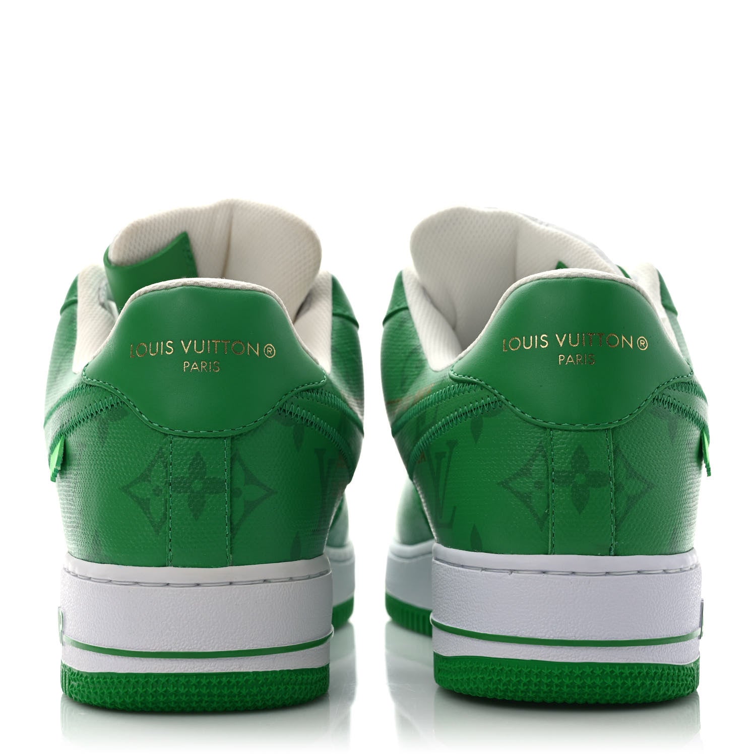 Louis Vuitton X NIKE AIR FORCE 1 Calfskin Monogram Mens Low Top Sneakers 8.5 Green 5 of 10