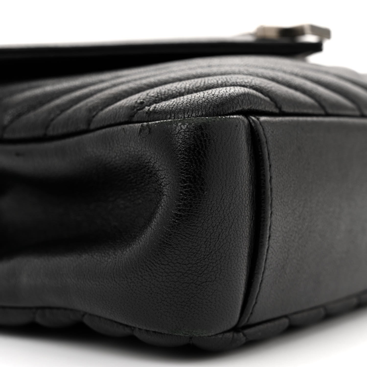 Saint Laurent Sheepskin Matelasse Chevron Monogram Medium College Bag Black 9 of 16