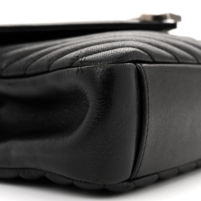 Saint Laurent Sheepskin Matelasse Chevron Monogram Medium College Bag Black 9 of 16