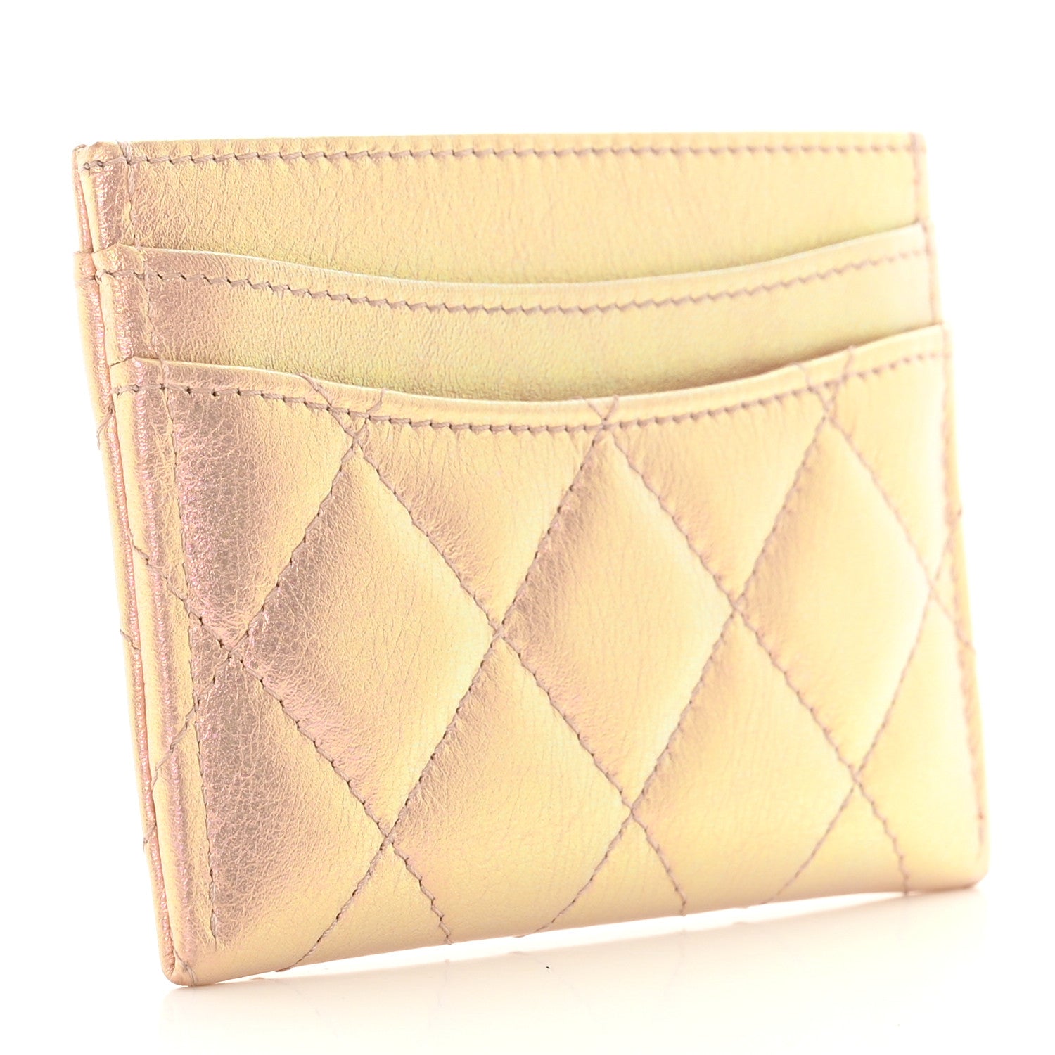 Chanel Iridescent Calfskin Quilted Card Holder Pink 3 of 9