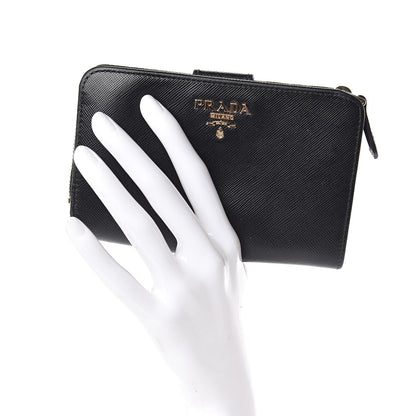 Prada Saffiano Metal Compact Wallet Black 2 of 13